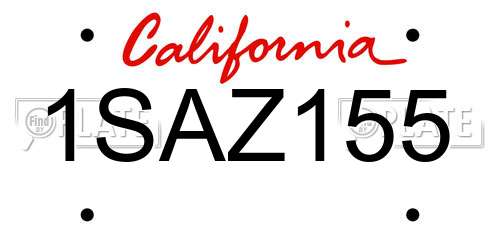 1SAZ155 California License Plate