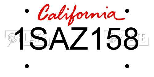 1SAZ158 California License Plate