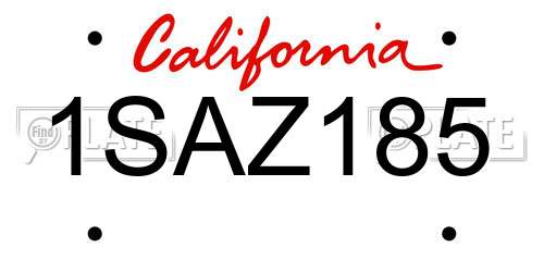 1SAZ185 California License Plate