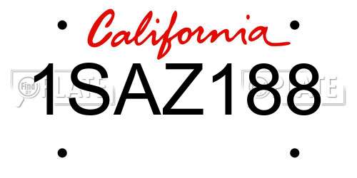 1SAZ188 California License Plate