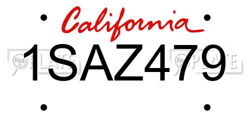 1SAZ479 California License Plate