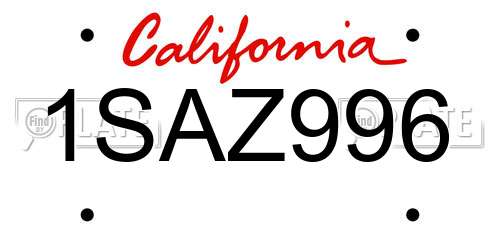 1SAZ996 California License Plate