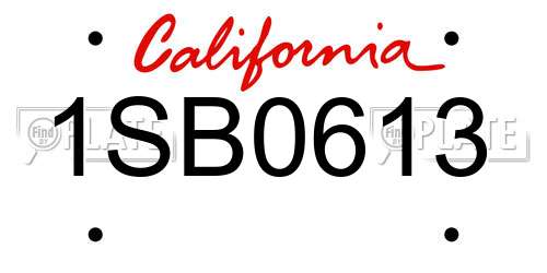 1SB0613 California License Plate