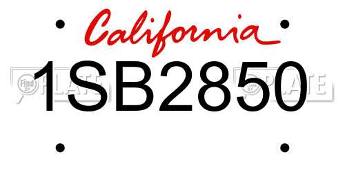 1SB2850 California License Plate