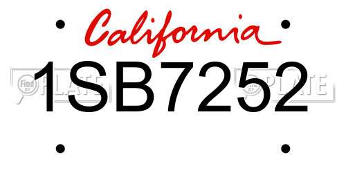 1SB7252 California License Plate