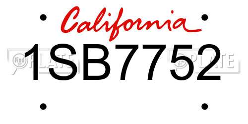 1SB7752 California License Plate