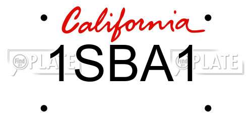 1SBA1 California License Plate