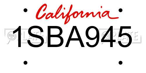 1SBA945 California License Plate