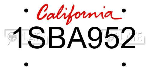 1SBA952 California License Plate