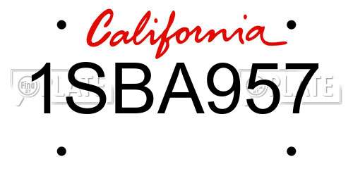 1SBA957 California License Plate