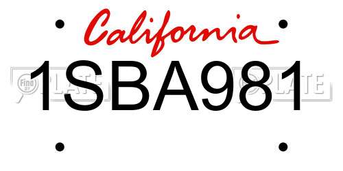 1SBA981 California License Plate
