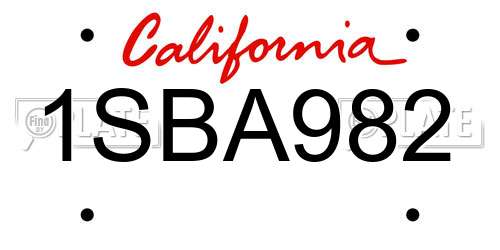 1SBA982 California License Plate
