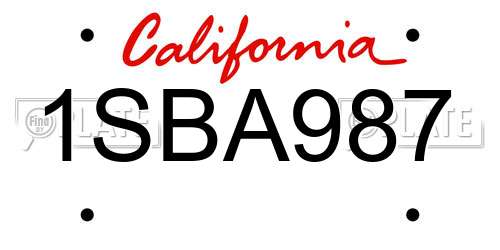 1SBA987 California License Plate