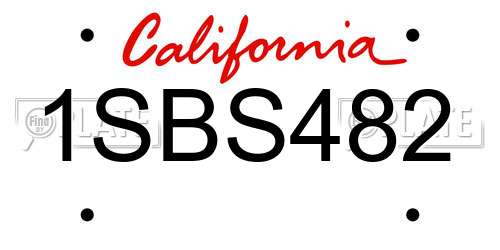 1SBS482 California License Plate
