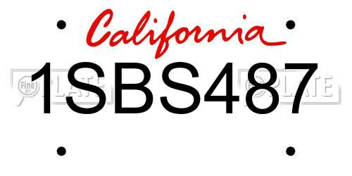 1SBS487 California License Plate