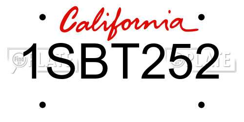 1SBT252 California License Plate