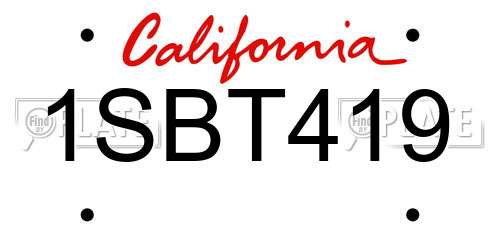 1SBT419 California License Plate