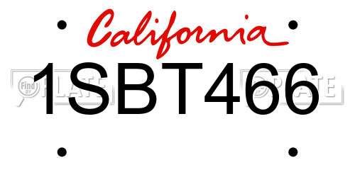1SBT466 California License Plate