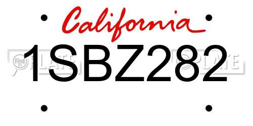 1SBZ282 California License Plate