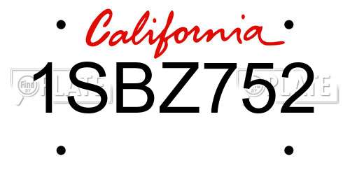 1SBZ752 California License Plate