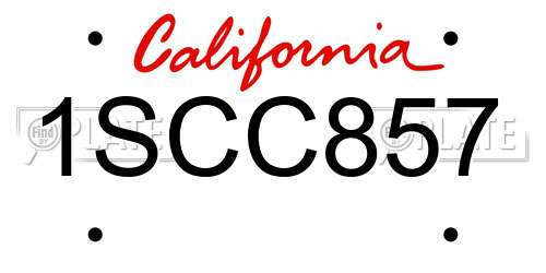 1SCC857 California License Plate