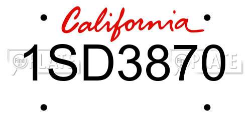 1SD3870 California License Plate