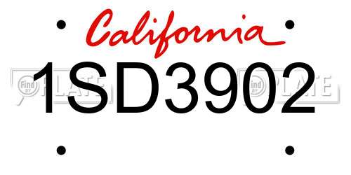 1SD3902 California License Plate