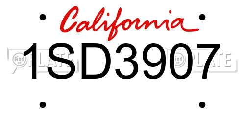 1SD3907 California License Plate