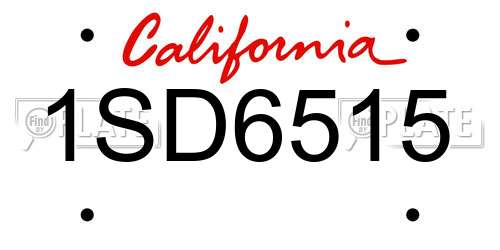 1SD6515 California License Plate