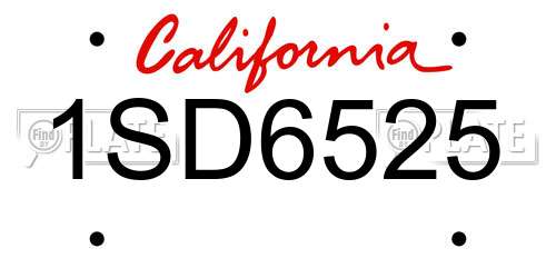 1SD6525 California License Plate