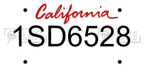 1SD6528 California License Plate