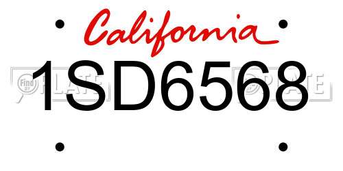 1SD6568 California License Plate