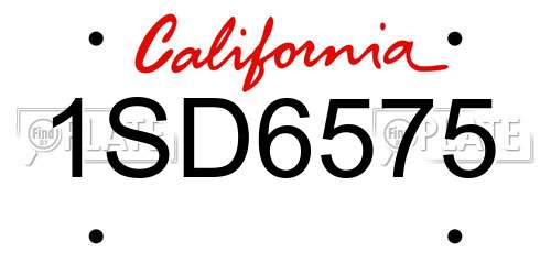 1SD6575 California License Plate