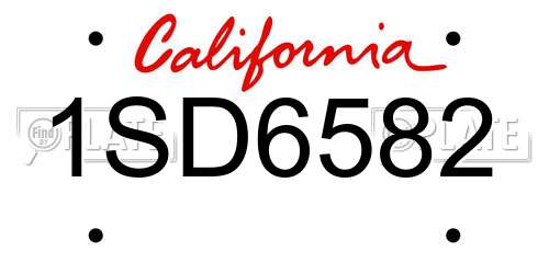 1SD6582 California License Plate