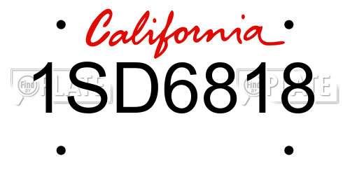 1SD6818 California License Plate