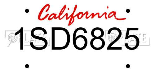1SD6825 California License Plate
