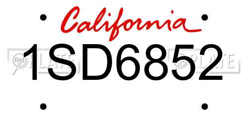 1SD6852 California License Plate