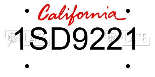 1SD9221 California License Plate