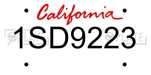 1SD9223 California License Plate