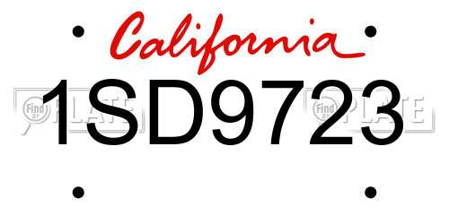 1SD9723 California License Plate