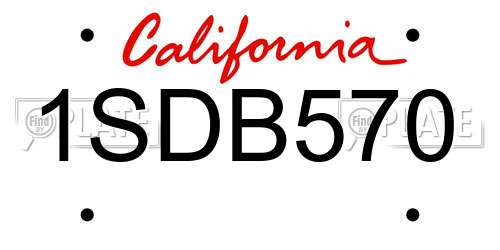 1SDB570 California License Plate