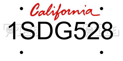 1SDG528 California License Plate