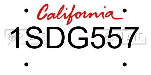 1SDG557 California License Plate