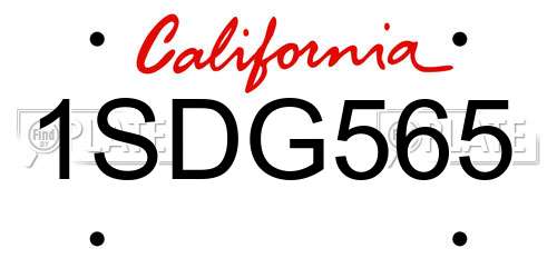 1SDG565 California License Plate