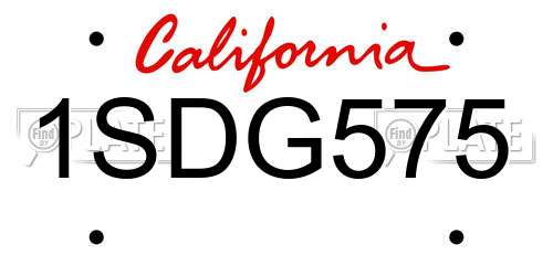 1SDG575 California License Plate