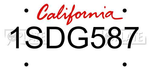 1SDG587 California License Plate