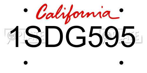1SDG595 California License Plate