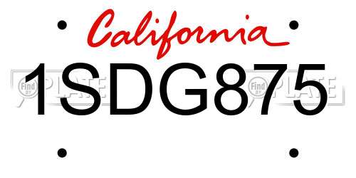 1SDG875 California License Plate