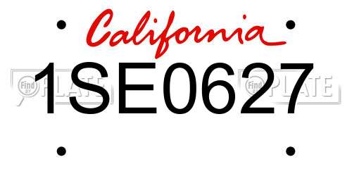 1SE0627 California License Plate