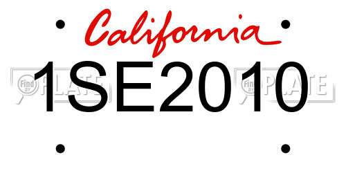 1SE2010 California License Plate